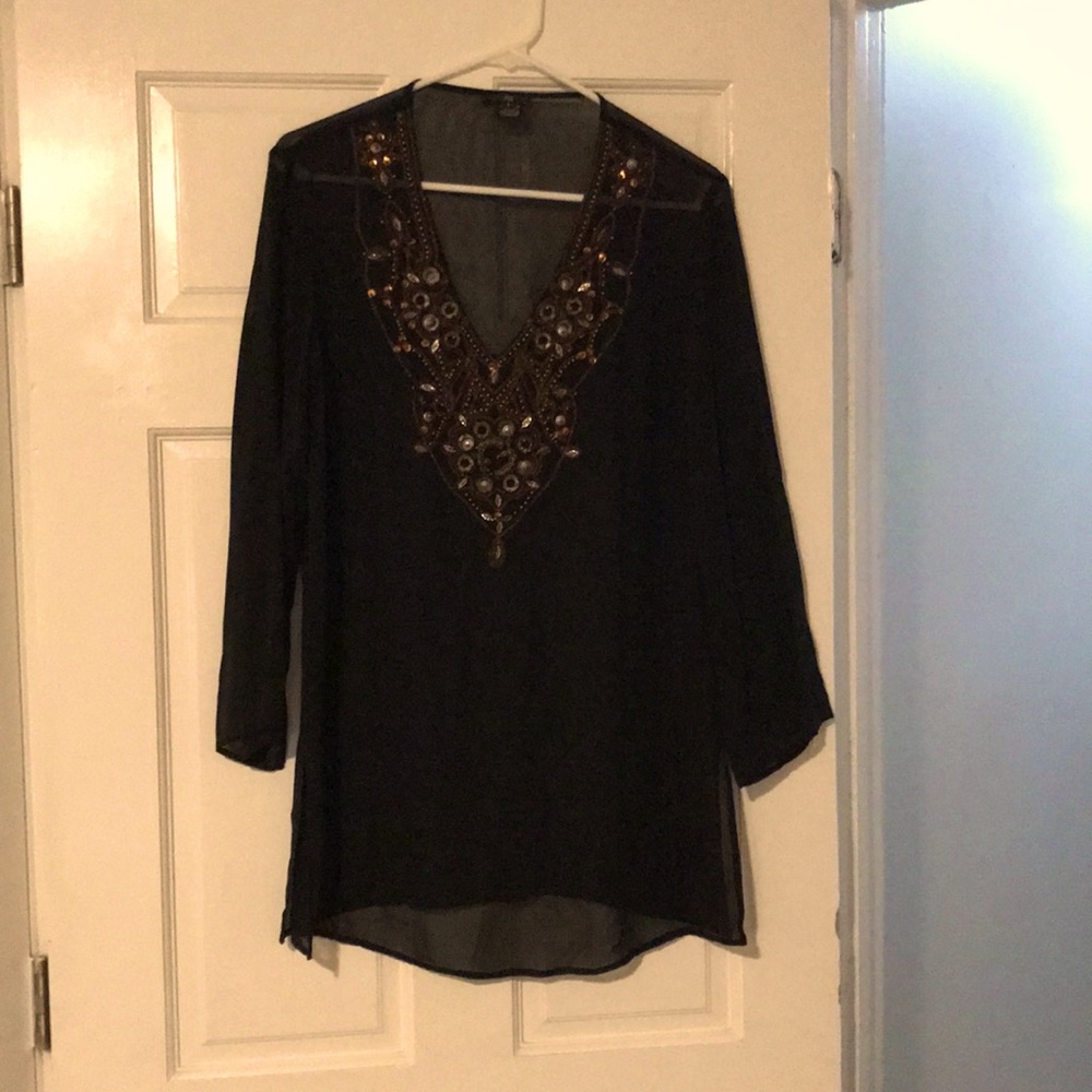 iOS sheer silk black shirt